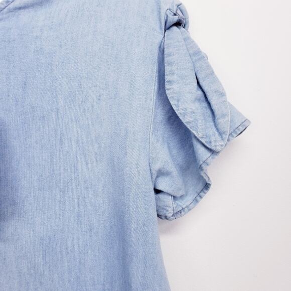 Zara Kids New with Tags Girls Denim Chambray Ruffle Dress Size 9 - Picture 7 of 10